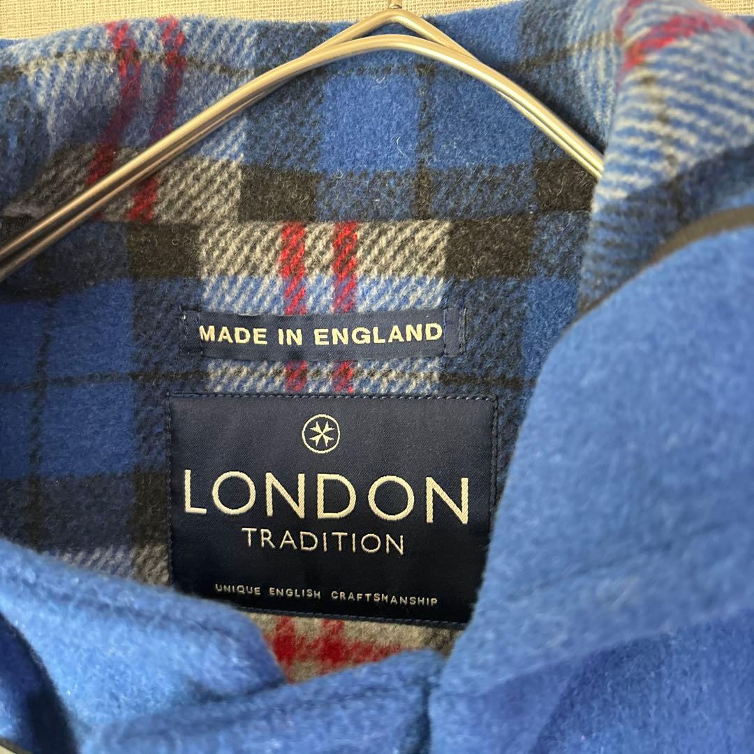 LONDON TRADITION ウール メルトン ダッフルコート ブルー 青