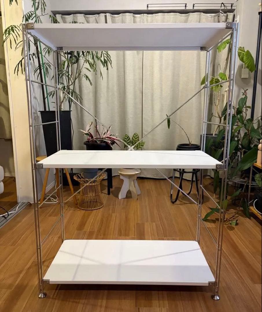 無印良品 ステンレス ユニットシェルフ （マットホワイト） ワイド 中 3段