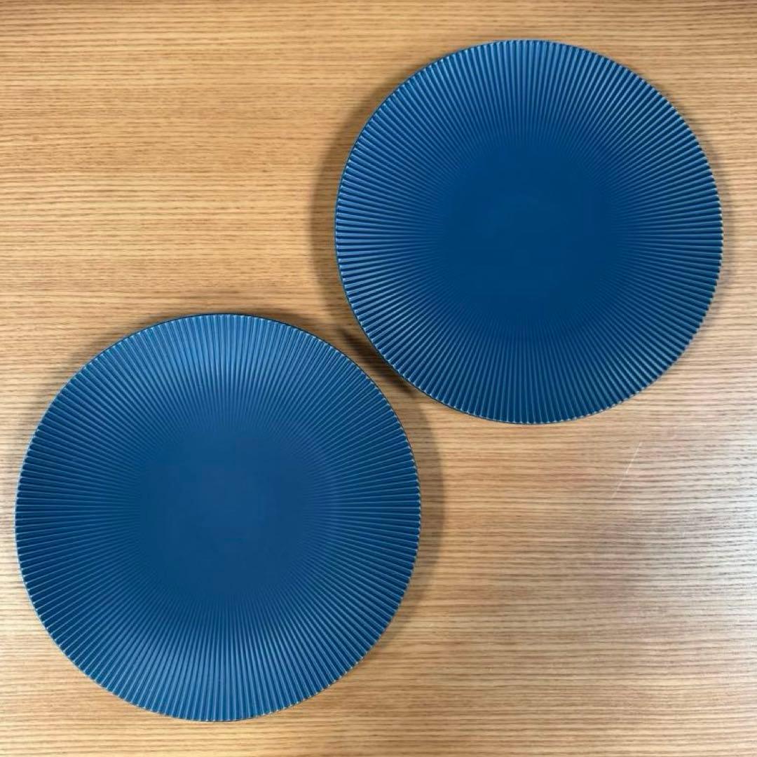 有田焼 李荘窯 青マット 鎬24cmプレート 2枚セット☆