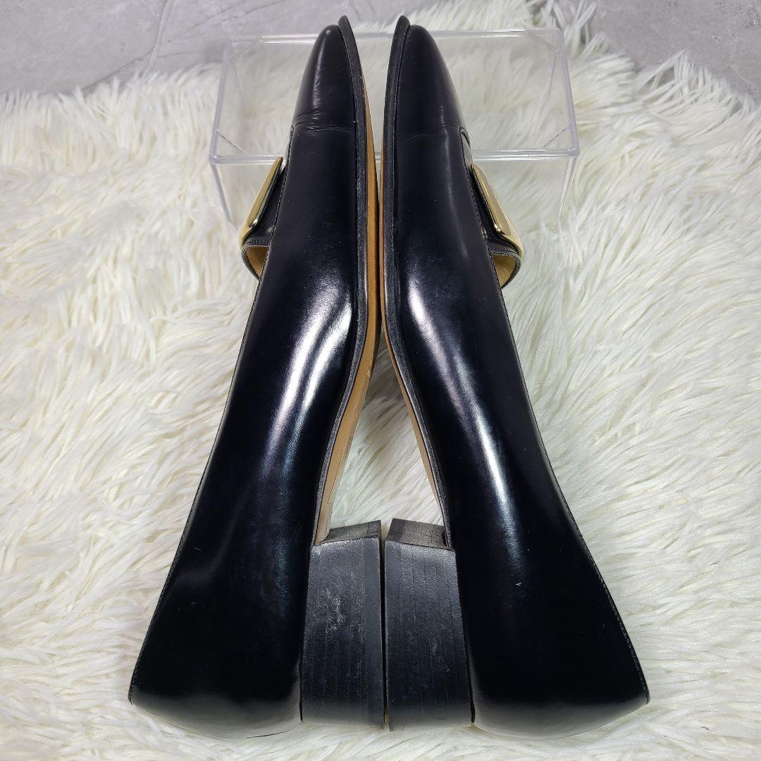 【GUCCI】ゴールド金具　スクエアトゥパンプス　ブラック