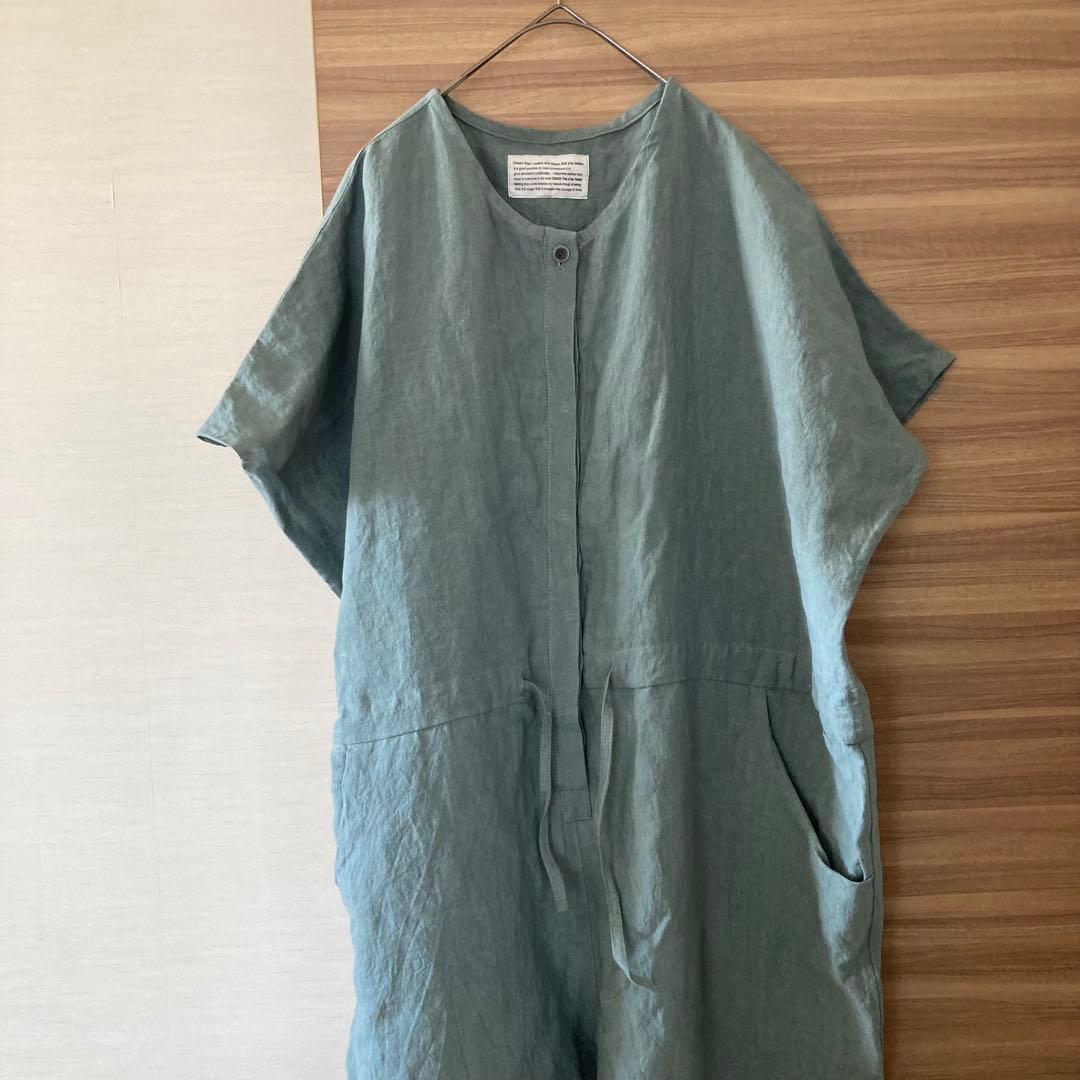新品チアー札幌 cheer 麻100%ナチュラルなふんわりリネンサロペット
