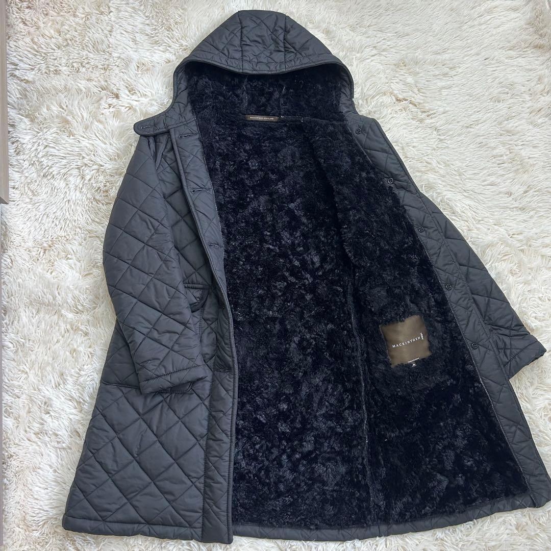 【美品】◆マッキントッシュ◆英国製 キルティングコート 裏地ボア 黒36