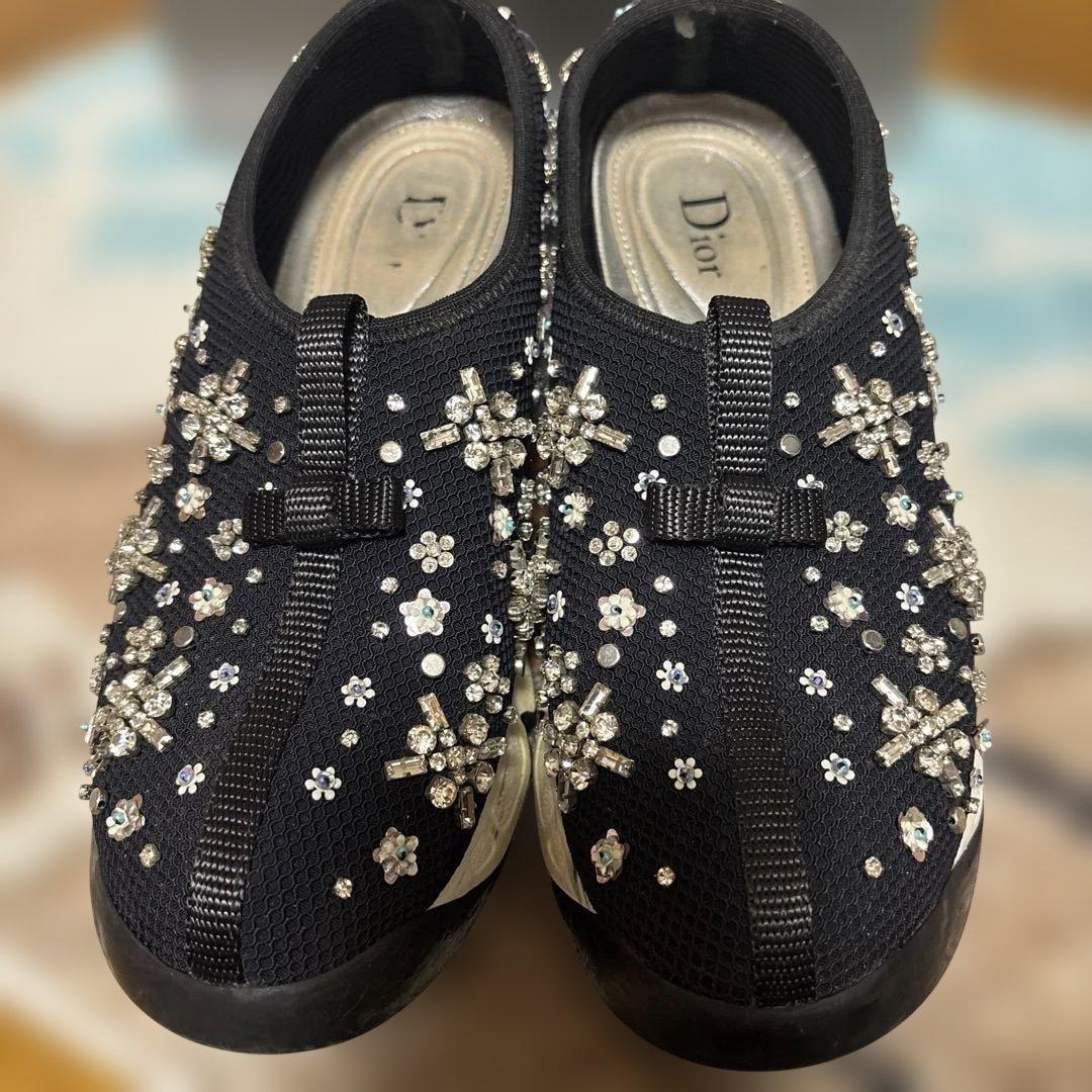 Dior fusionビジュー付きブラックスニーカー
