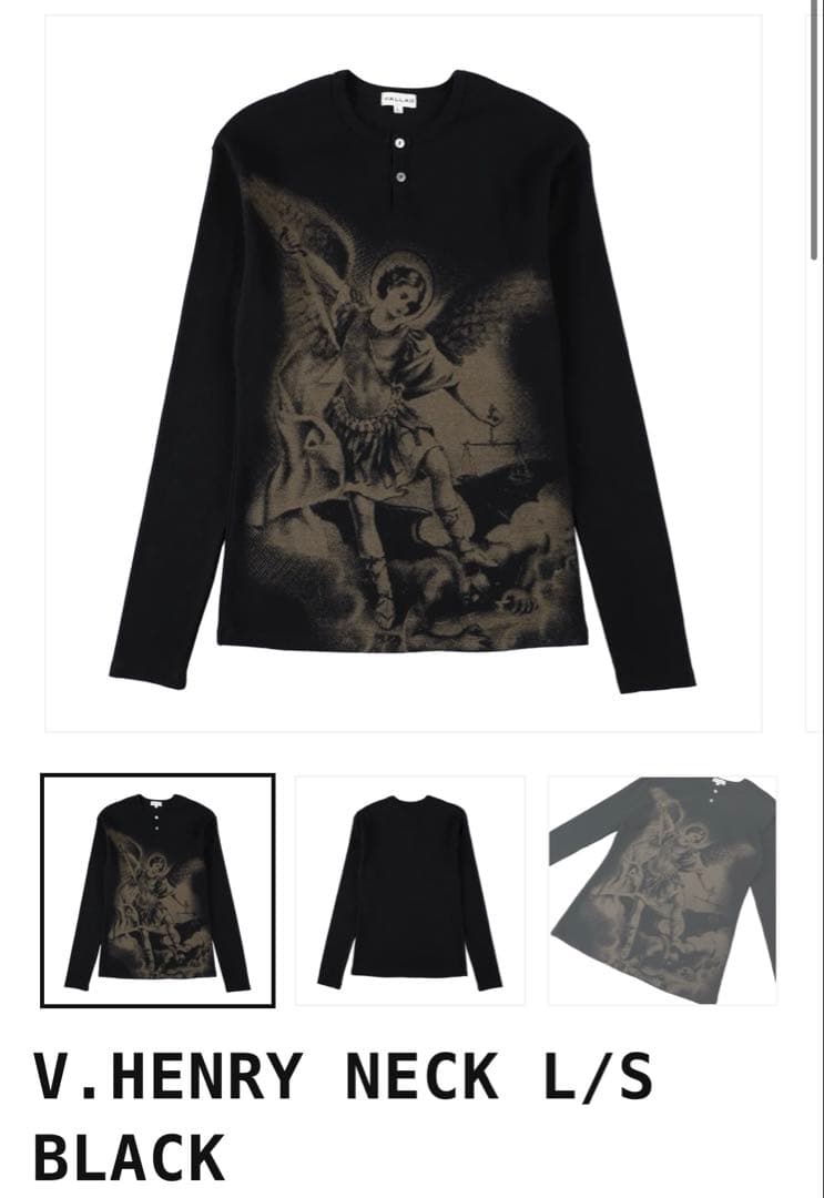 Vallad V.HENRY NECK L/S サーマル L ブラックio着用