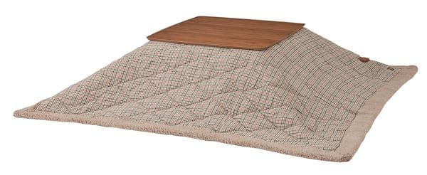 おしゃれ さらさら ポケット付き 正方形 こたつ布団 チェック柄 ベージュ