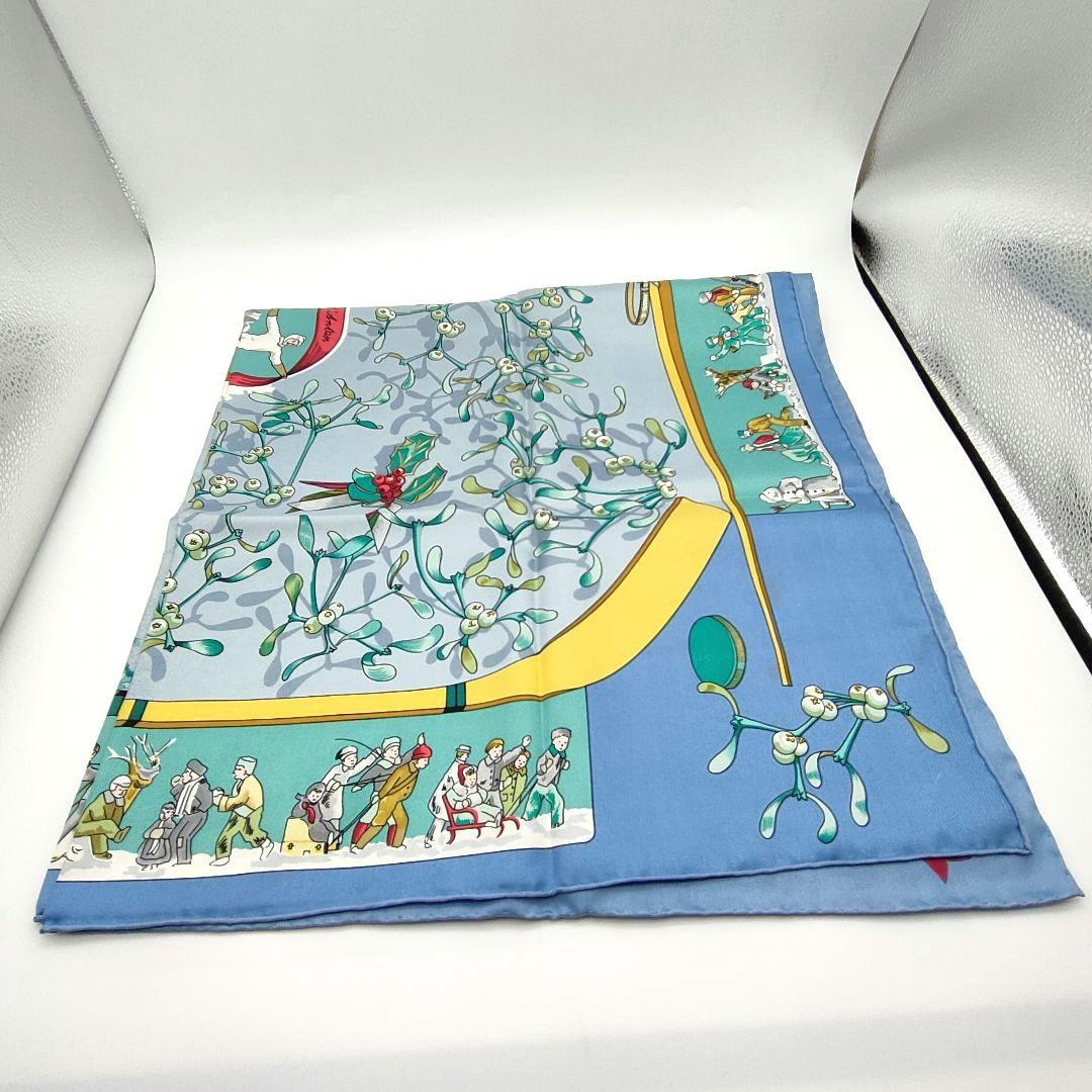 HERMES エルメス カレ90 Neige d'Antan 去年の冬 ブルー