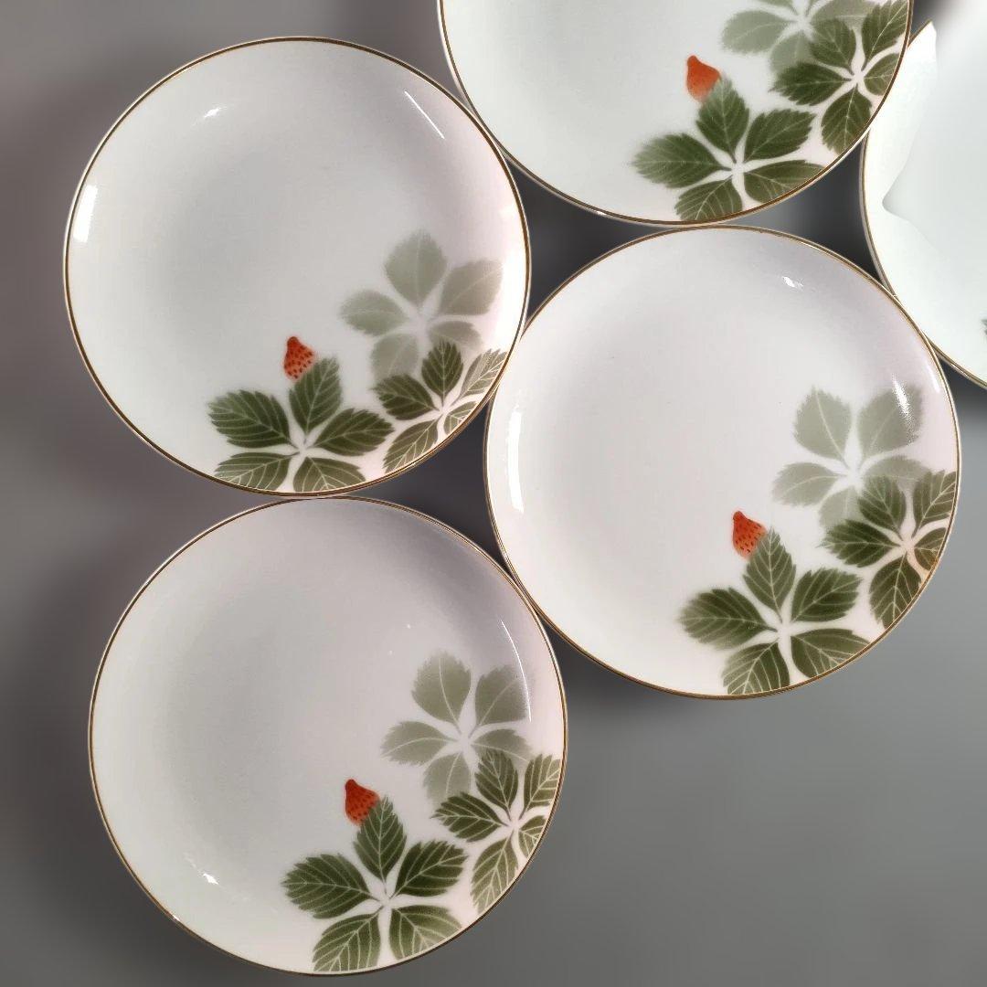 A1341-1/有田焼/深川製磁/果実文銘々皿 苺皿6客・柿皿5客/懐石道具/