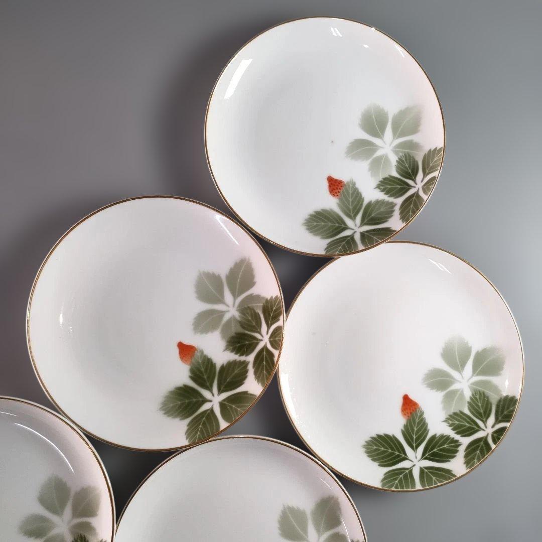A1341-1/有田焼/深川製磁/果実文銘々皿 苺皿6客・柿皿5客/懐石道具/