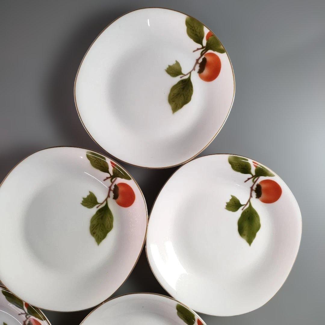 A1341-1/有田焼/深川製磁/果実文銘々皿 苺皿6客・柿皿5客/懐石道具/