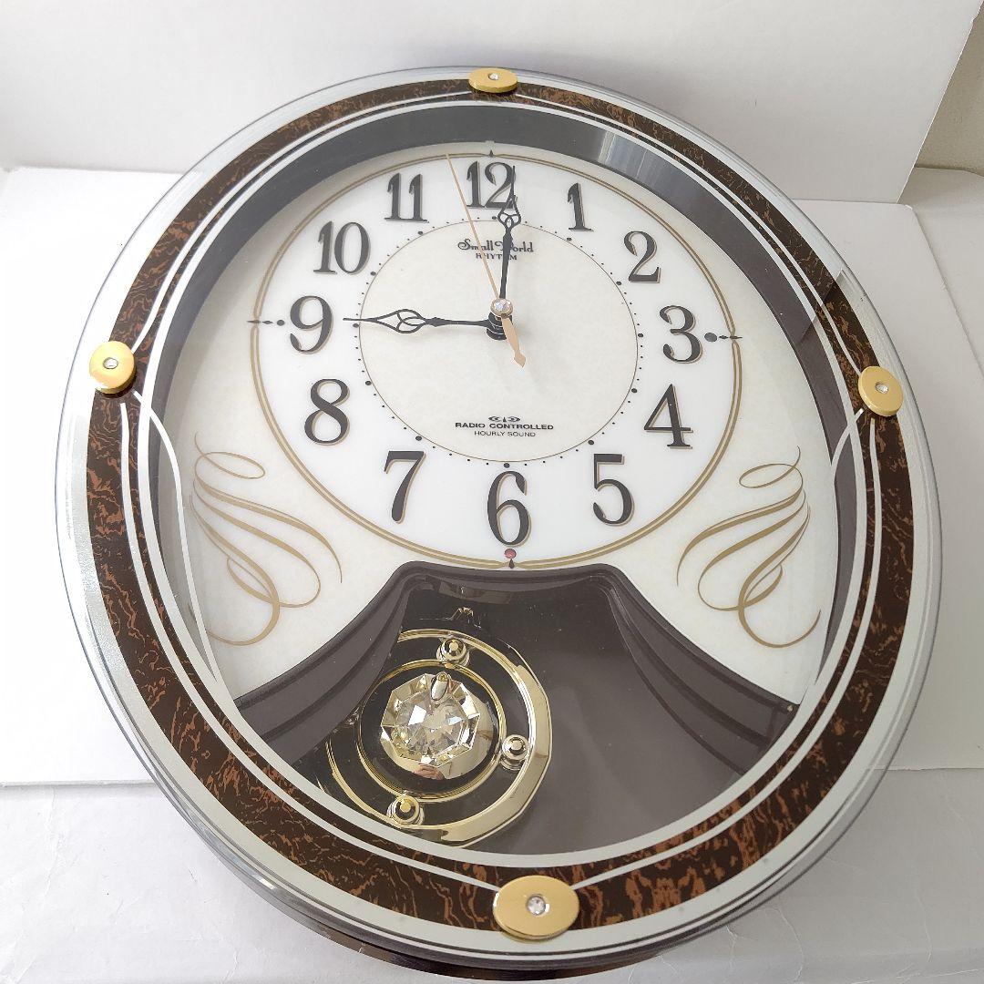 美品　リズム時計 掛け時計 電波 からくり 12曲収録 4MN508RH