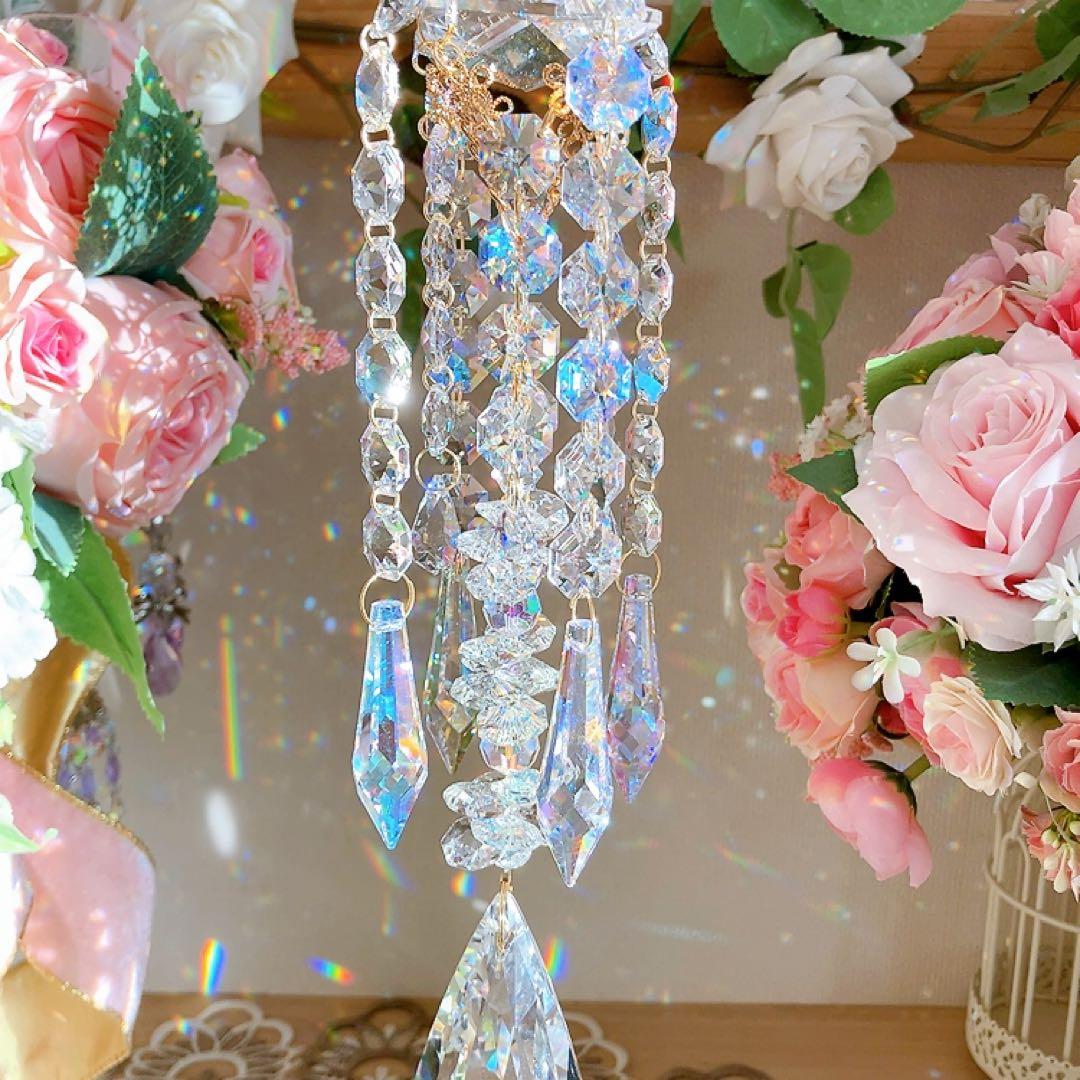 スワロフスキー♡クリスタル89㎜レイジアント♡シャンデリア風サンキャッチャー♡