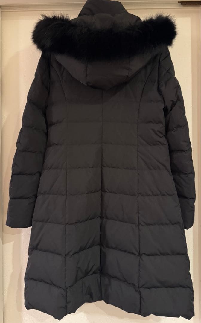 UNTITLED ブラック フード付きロングダウンコート