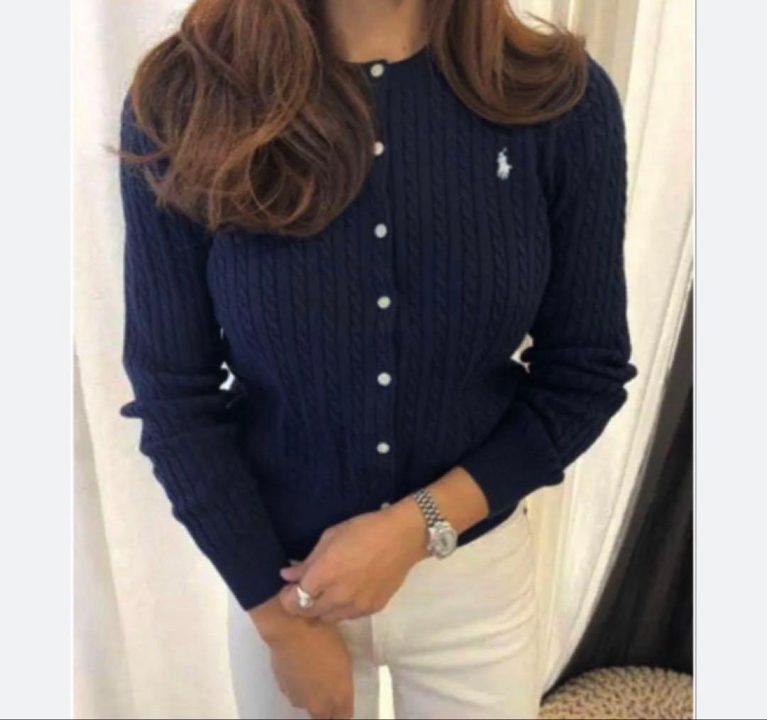 ポロラルフローレンPOLO RALPH LAURENケーブルカーディガンネイビー
