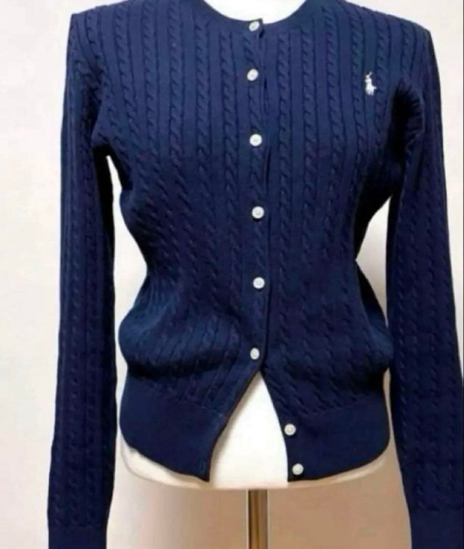 ポロラルフローレンPOLO RALPH LAURENケーブルカーディガンネイビー