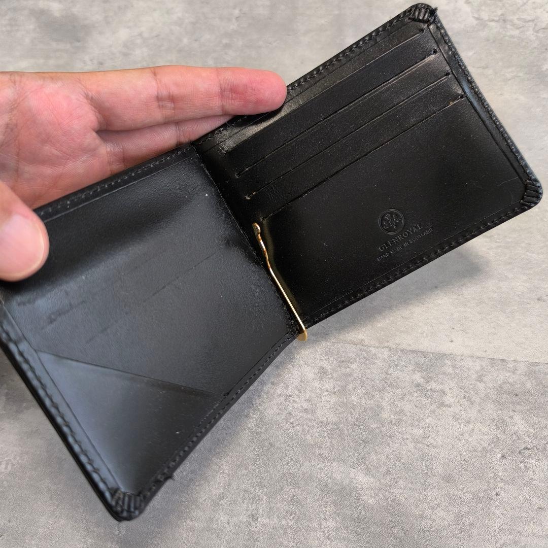 美品　GLEN　グレンロイヤル　マネークリップ　財布　ブラック　レザー