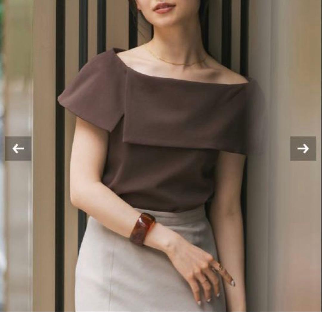 今季完売＊NOBLE新品未使用＊【洗える】ケープブラウス　ブラウン