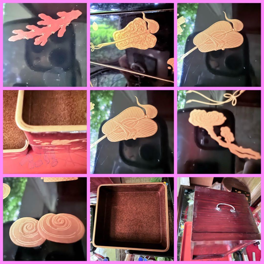 超限定1月23日20時迄‼️JAPAN『図替り宝尽くし』蒔絵梨地四段重台座付木箱入