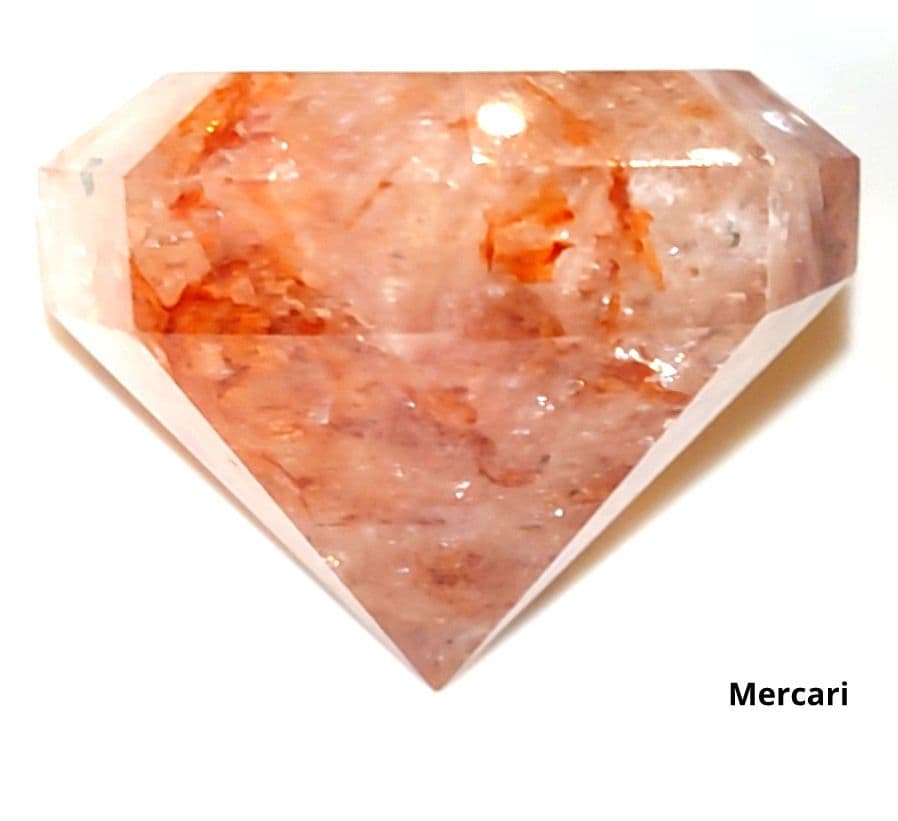 【レア✧１点物】天然石ファイヤークォーツのダイヤモンドカット　置き物