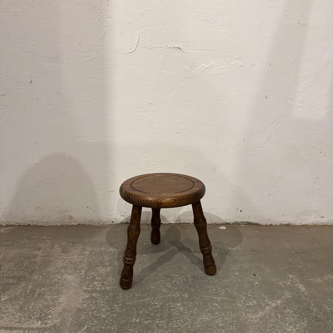 ヴィンテージ　木製サイドテーブル　ラウンド　スツール