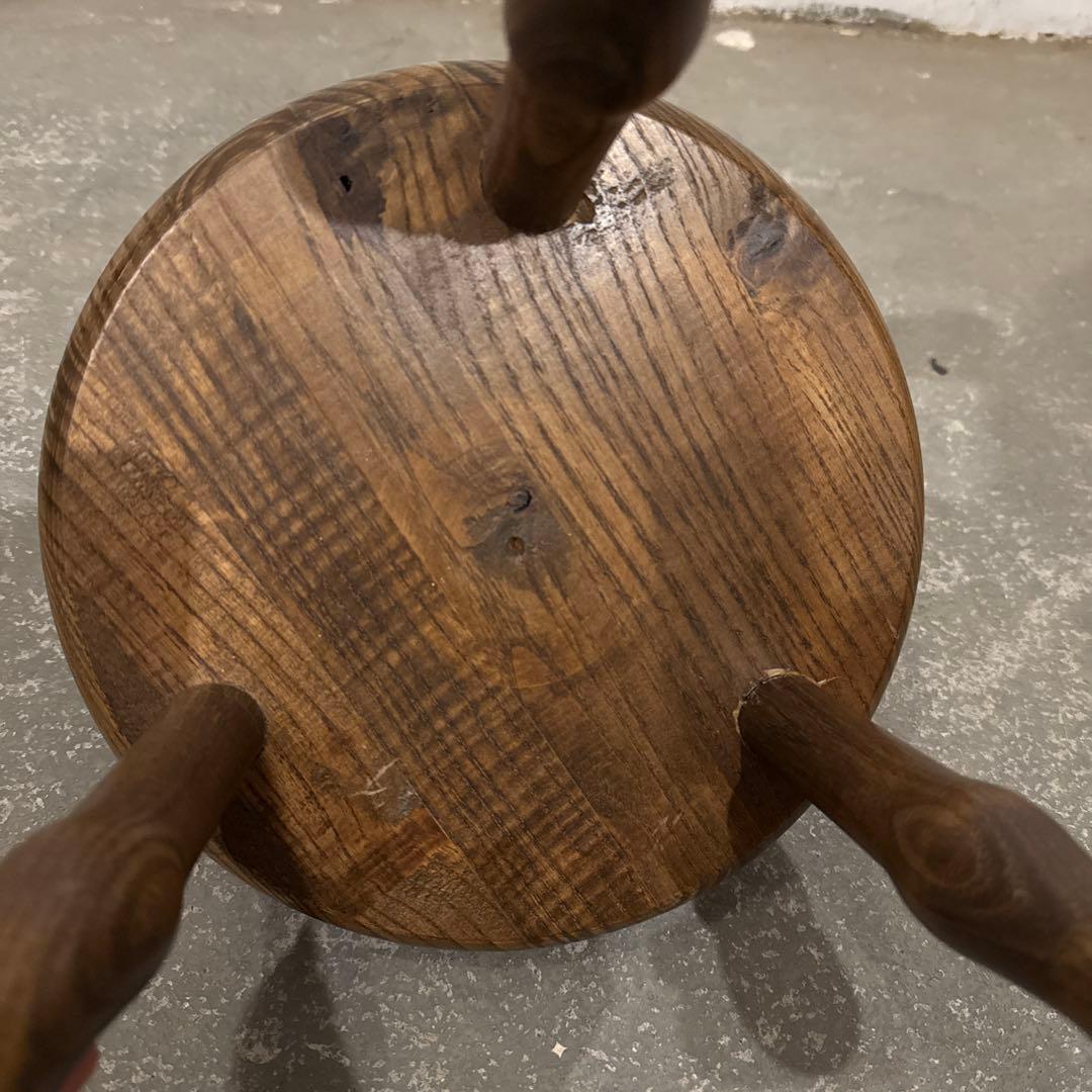 ヴィンテージ　木製サイドテーブル　ラウンド　スツール