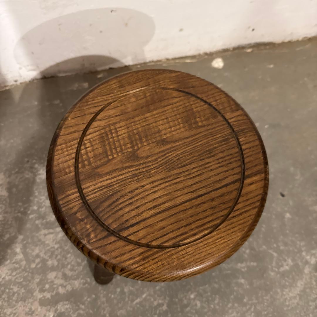 ヴィンテージ　木製サイドテーブル　ラウンド　スツール