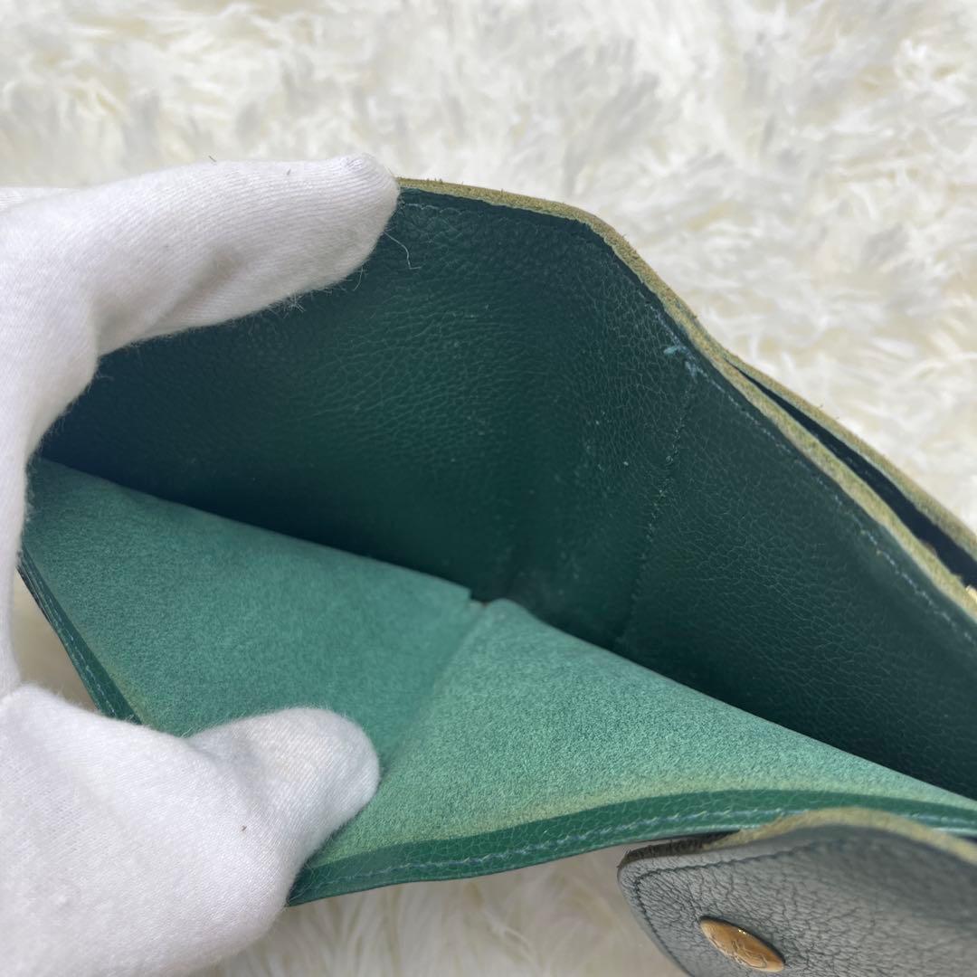 希少 美品 ILBISONTE ガマ折財布 緑 ミニマル イルビゾンテ グリーン