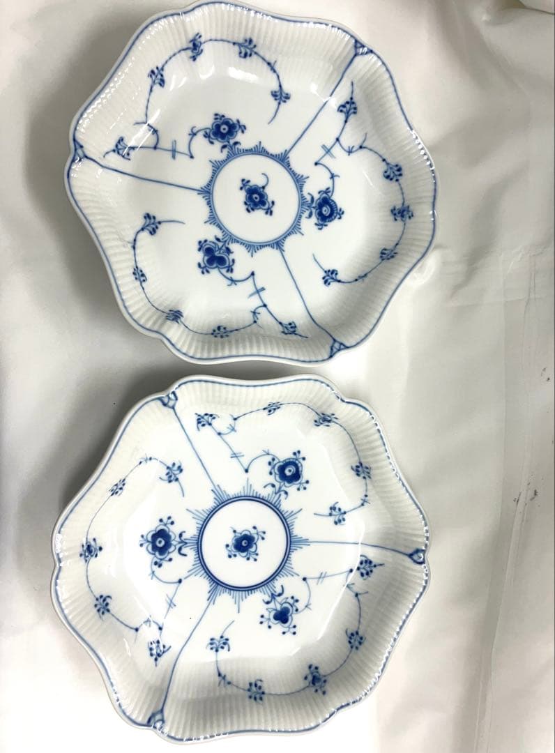 値下げ‼️ロイヤルコペンハーゲン ブルーフルーテッド プレート 六角皿　2枚