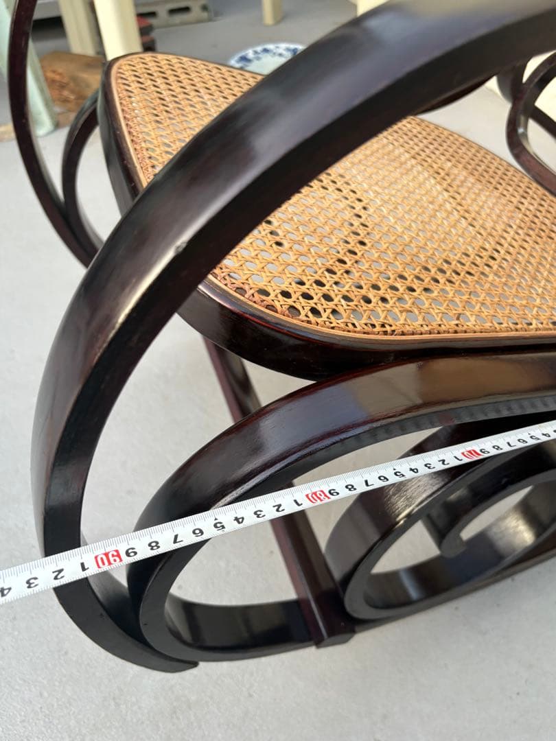 最後新品未使用　ラタン　ロッキングチェア　昭和レトロ　ミッドセンチュリー　曲げ木