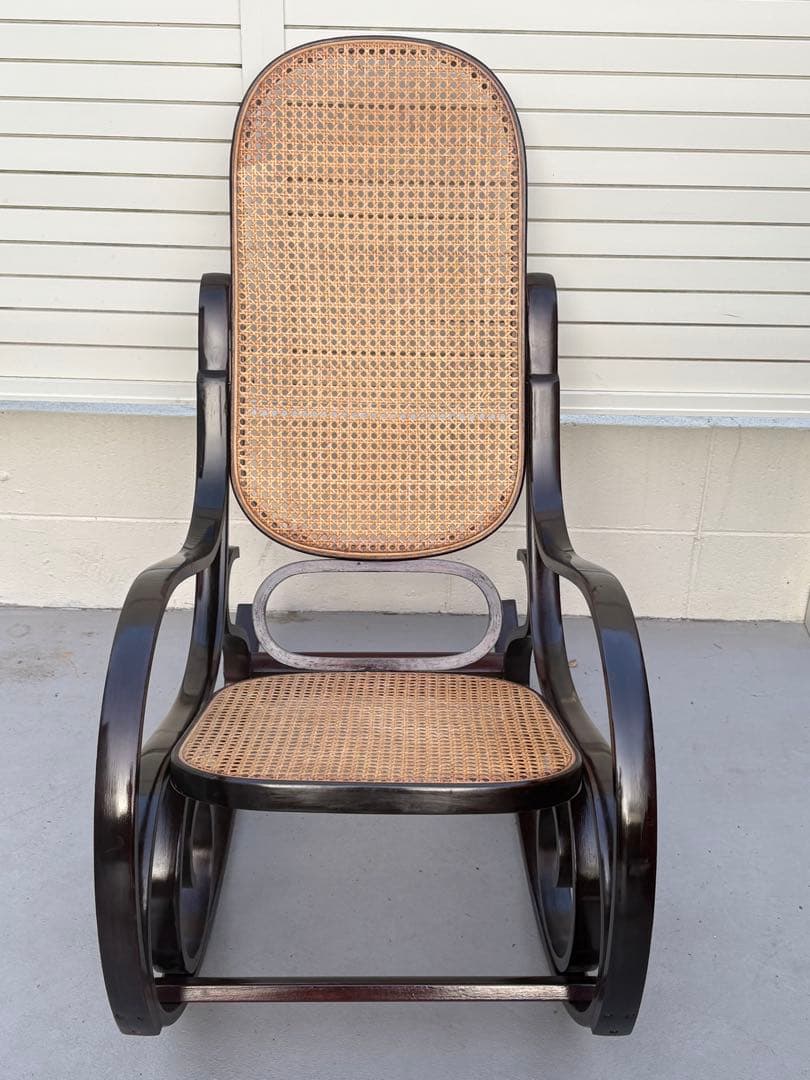 最後新品未使用　ラタン　ロッキングチェア　昭和レトロ　ミッドセンチュリー　曲げ木