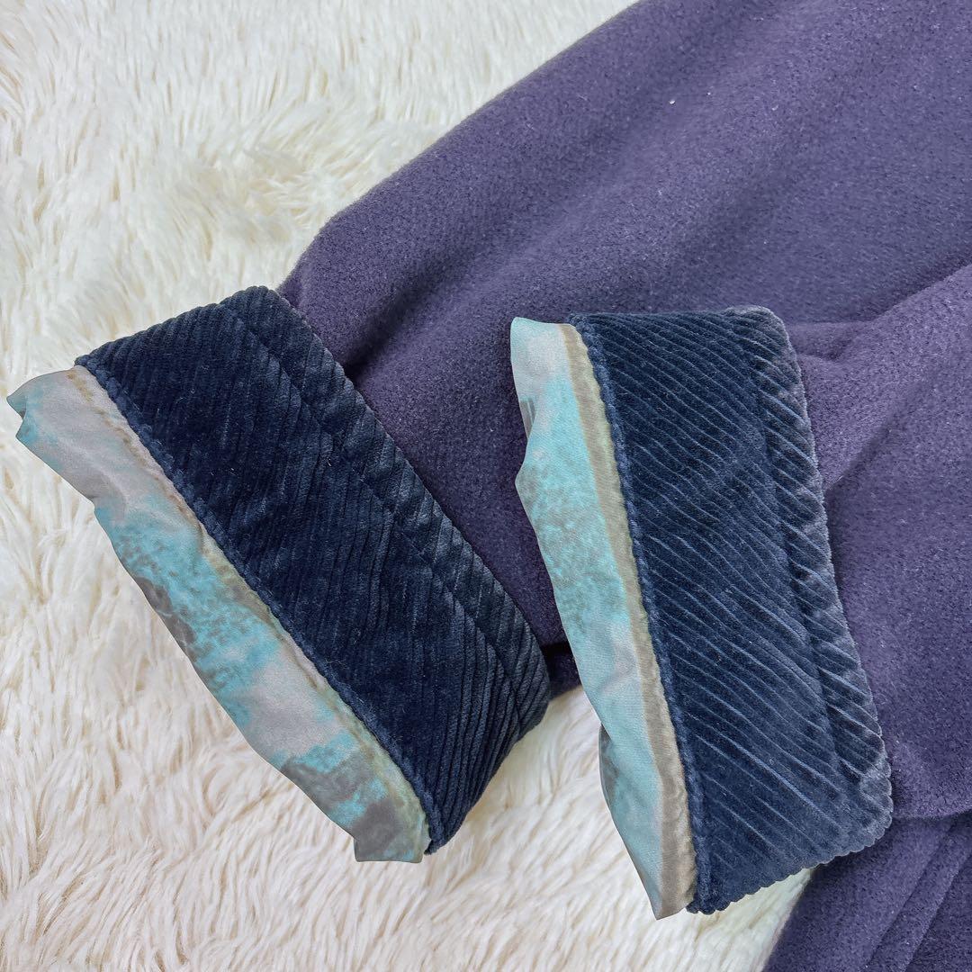 ETRO ロングコート　ラビットファー　カシミヤ ペイズリー柄　金ボタン　S