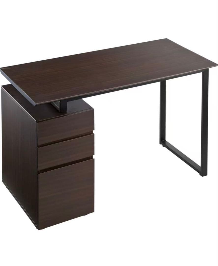 サンワのブラウン キャビネット付きパソコンデスク