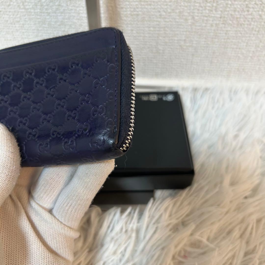 【美品✨マイクロシマ/希少】グッチ　GUCCI ネイビー　ケース　レザー