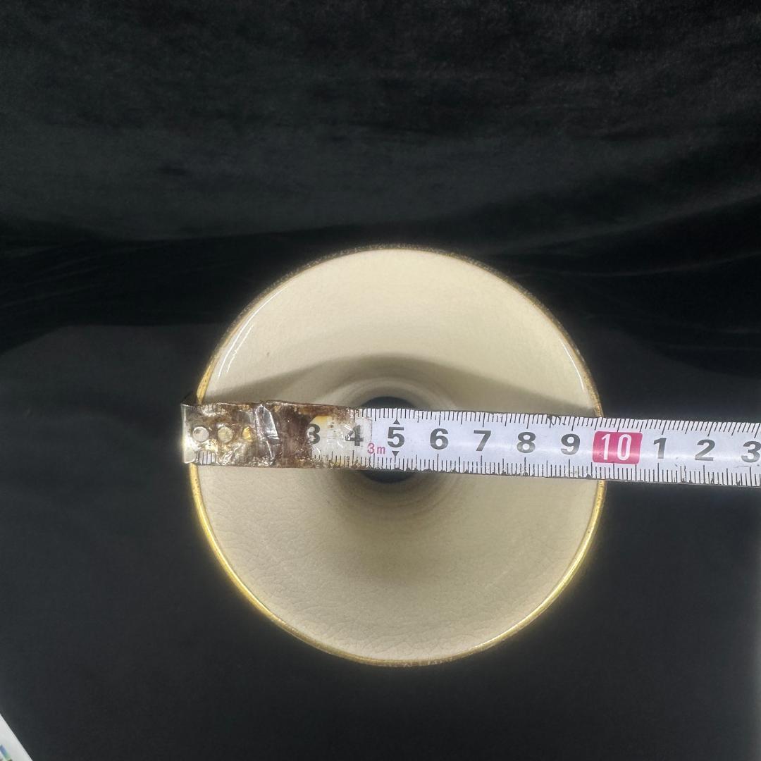 薩摩焼　　十字　花瓶　金襴手 金彩色絵花詰文 細密絵付 飾壺