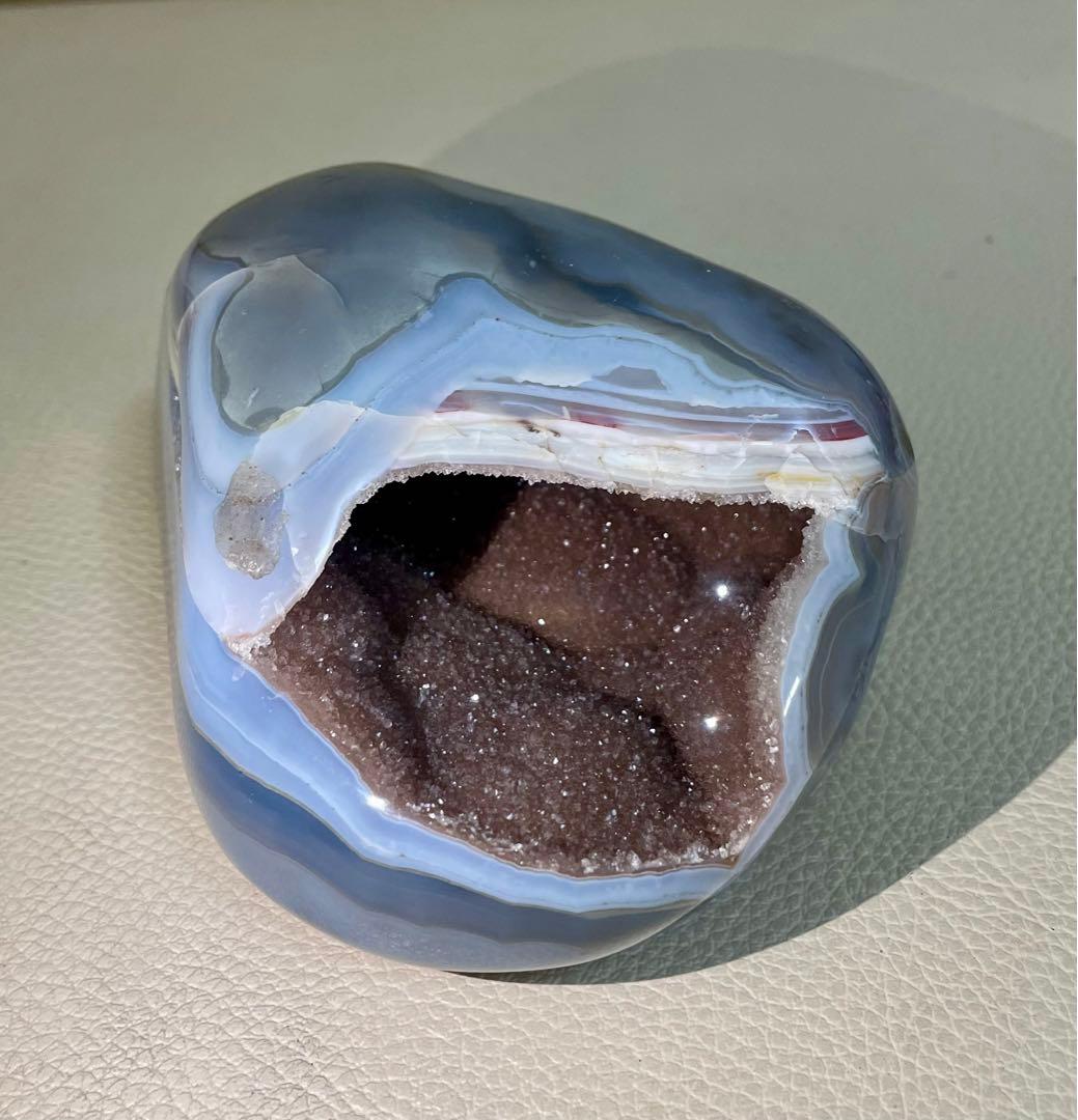 ドゥルージーアゲート 瑪瑙ドーム ジオード クリスタル 鯨模様 マネーボックス