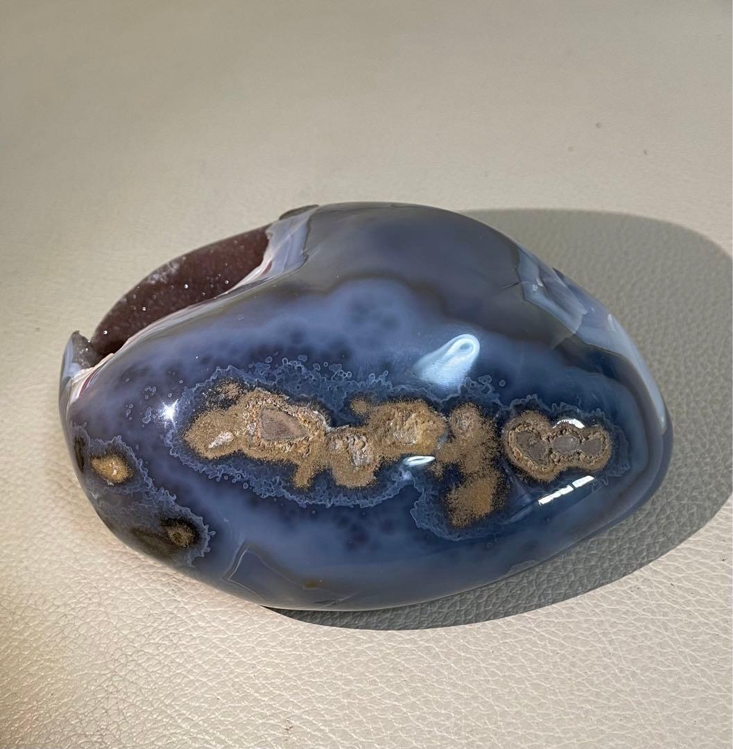 ドゥルージーアゲート 瑪瑙ドーム ジオード クリスタル 鯨模様 マネーボックス