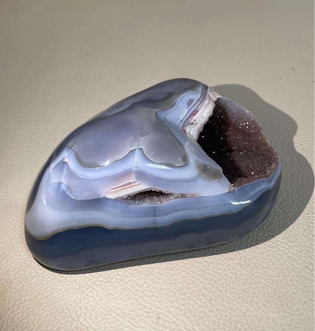 ドゥルージーアゲート 瑪瑙ドーム ジオード クリスタル 鯨模様 マネーボックス