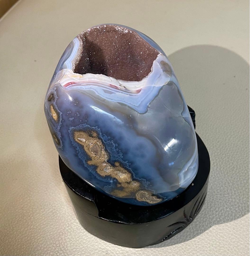 ドゥルージーアゲート 瑪瑙ドーム ジオード クリスタル 鯨模様 マネーボックス