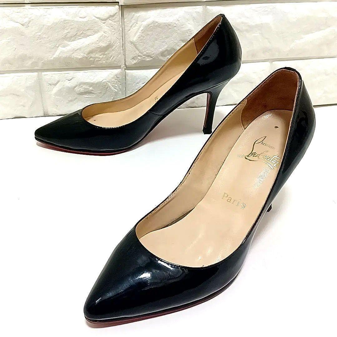 ヒール高8.5cm★ルブタン　レッドソール　ポインテッドトゥ　エナメル　パンプス