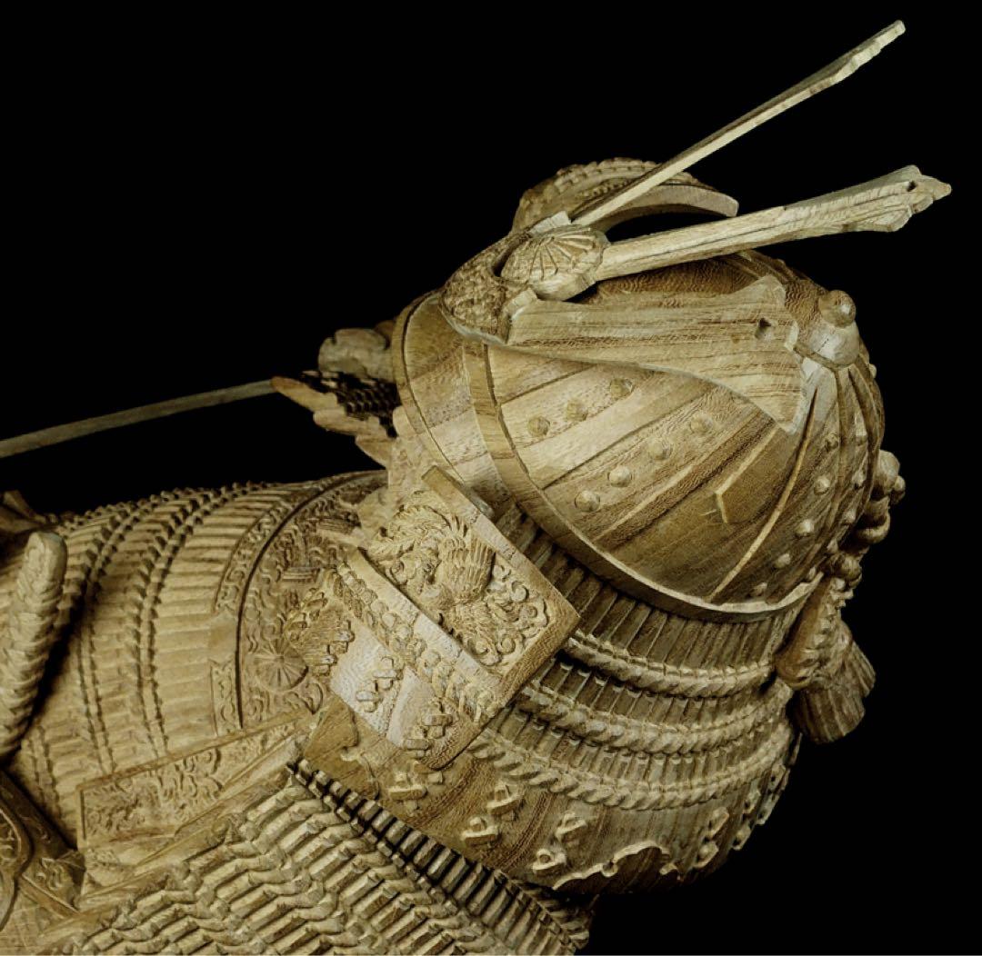 楠木正成像　SHOGUN 将軍　戦国時代　木彫作品　壁掛け　箱あり　サムライ