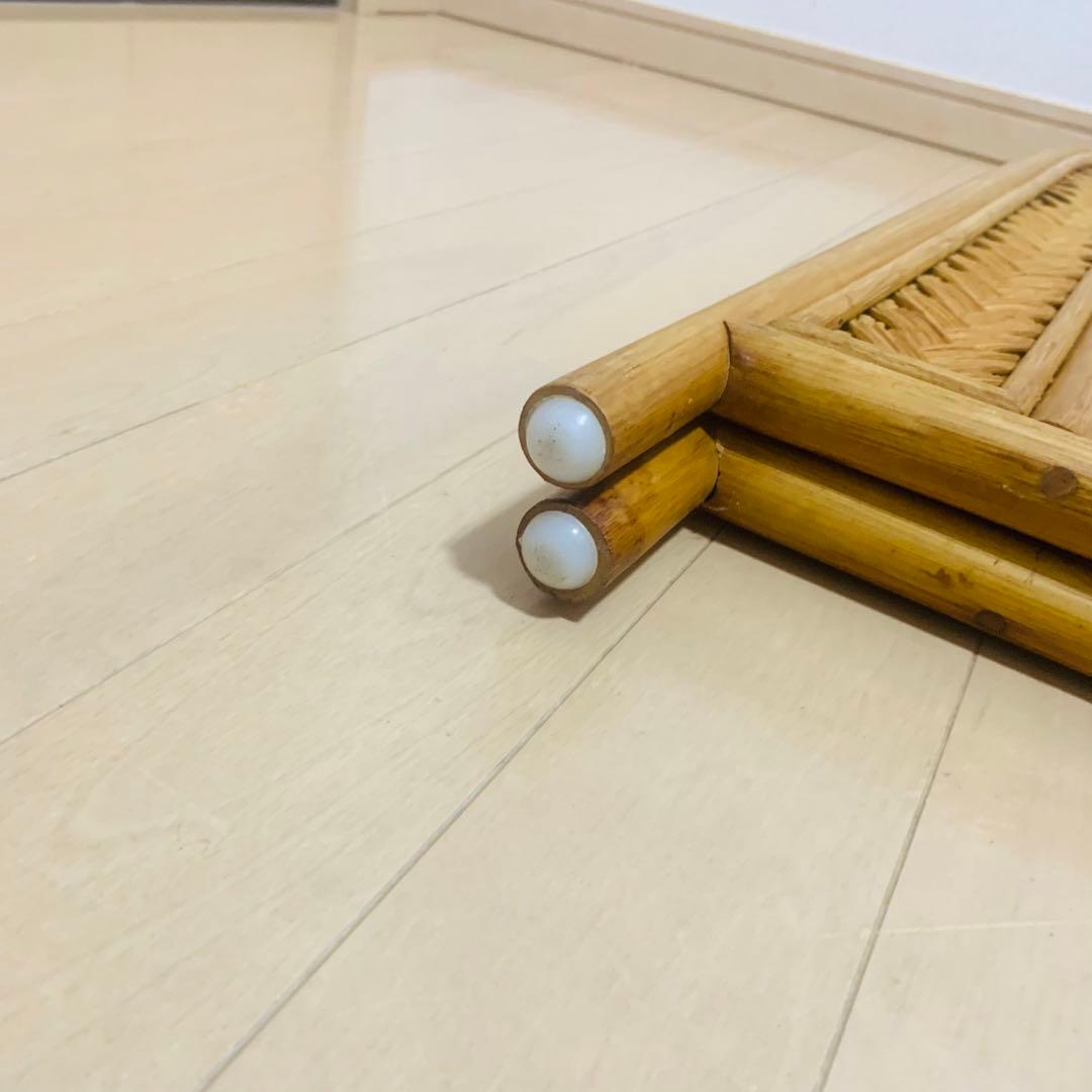 【希少】 籐 ラタン ロータイプ パーテーション 2連 折りたたみ 衝立 アーチ