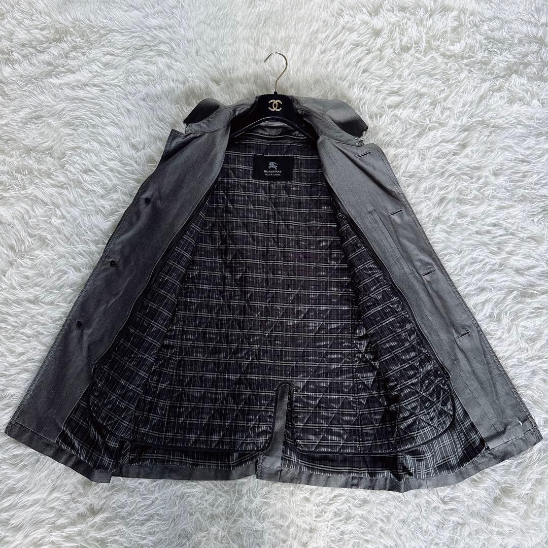【バーバリーブラックレーベル】 ライナー付きステンカラーコート グレー系 M