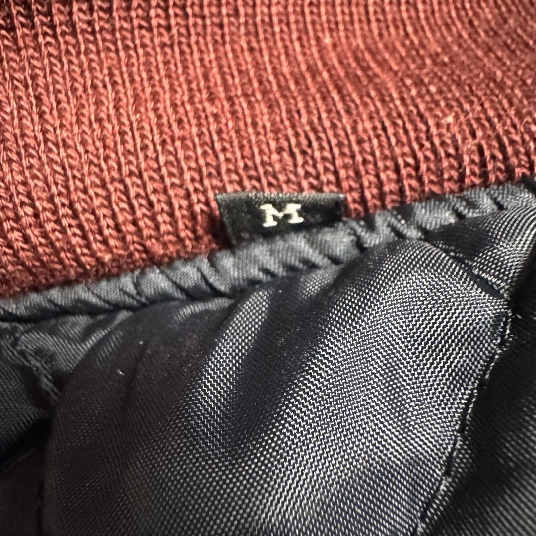 80s スカジャン　別珍　ROSEジッパー　Mサイズ　刺繍　横須賀