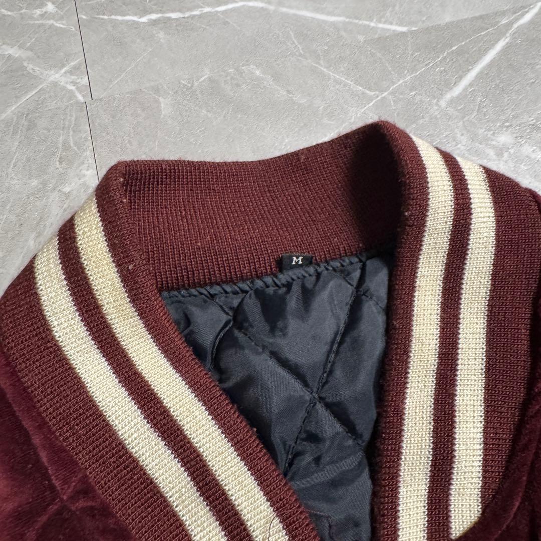 80s スカジャン　別珍　ROSEジッパー　Mサイズ　刺繍　横須賀