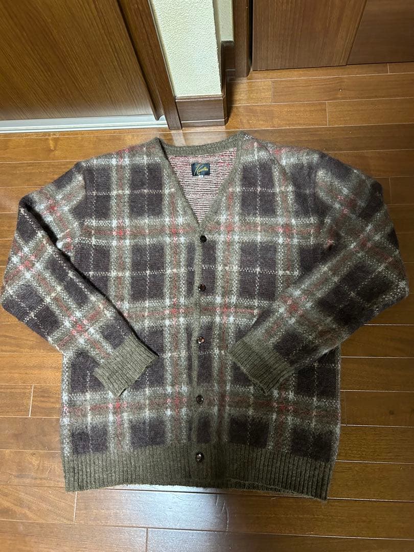 Needles チェック柄 モヘアカーディガン S