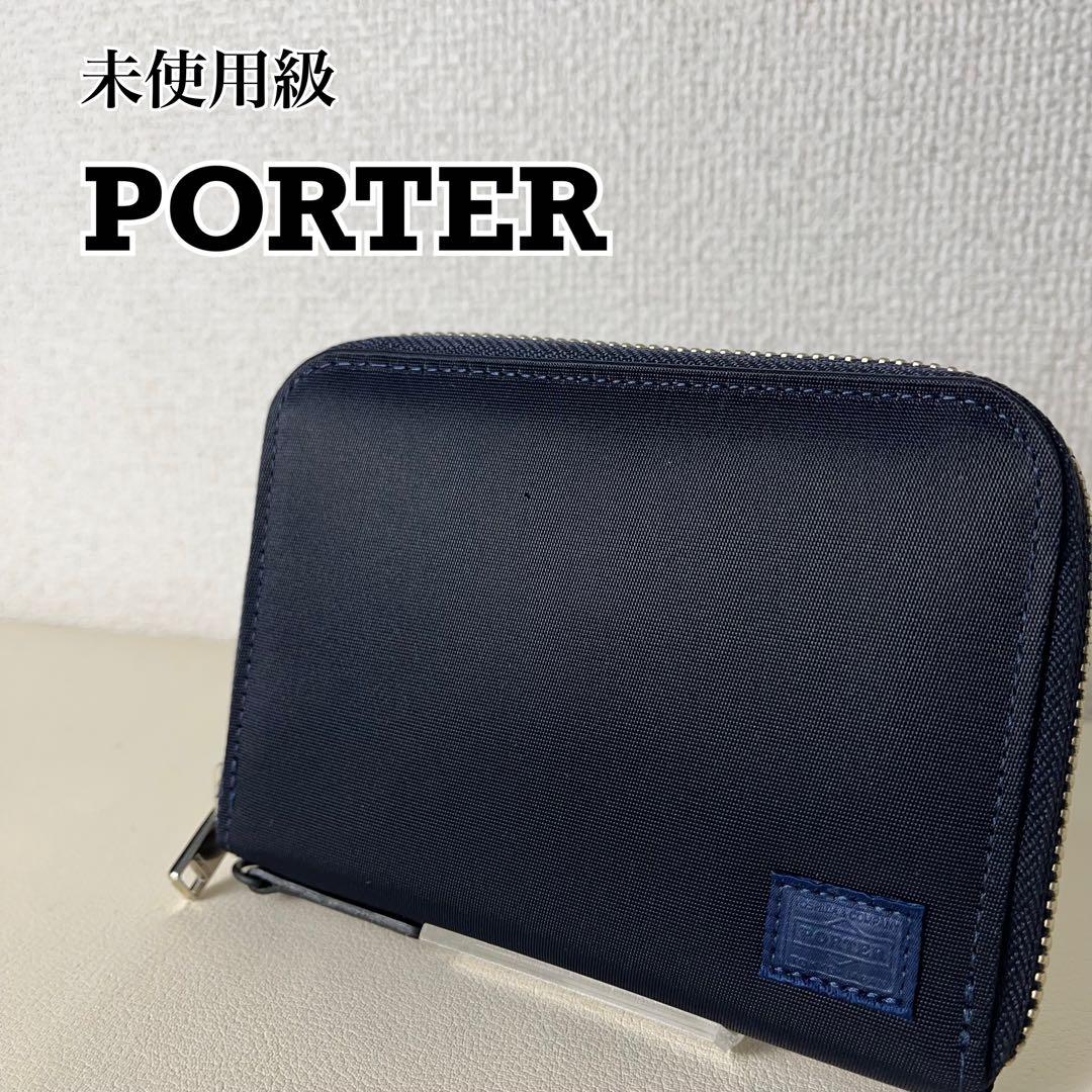 未使用級　PORTER 二つ折り財布　ラウンドファスナー　リフト　ネイビー