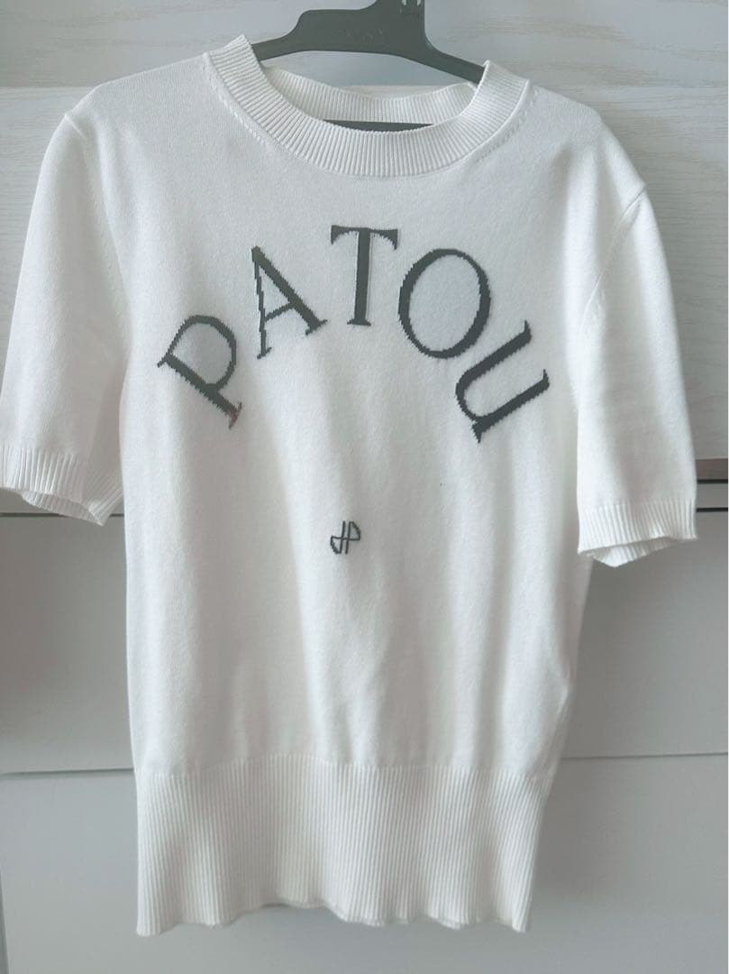 PATOU ホワイト ジャカードニットTシャツ XS