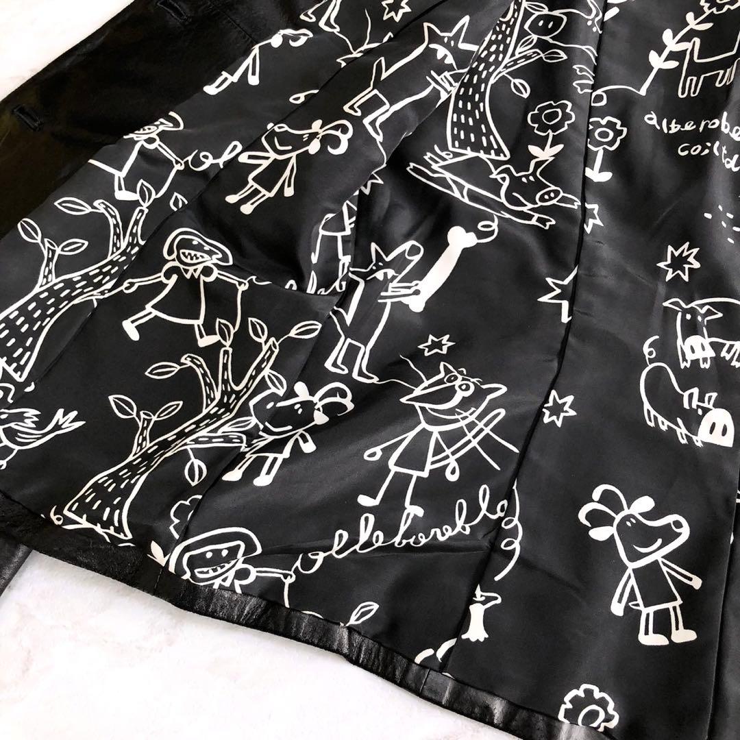 【超希少】アルベロベロ レザー テーラードジャケット 総柄 ブラック Free