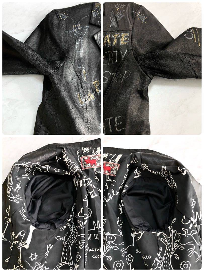 【超希少】アルベロベロ レザー テーラードジャケット 総柄 ブラック Free