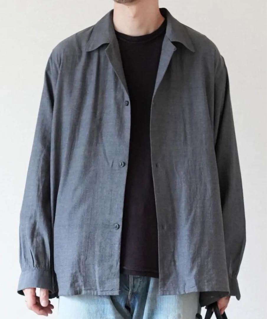 NICENESS S.THOM ヘザーシャンブレーオープンカラージャケットシャツ