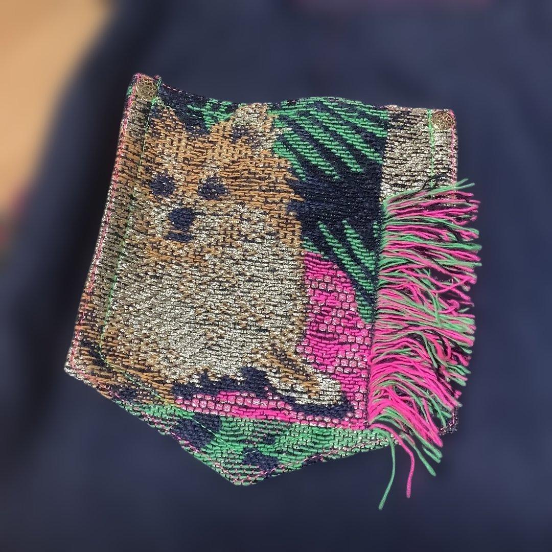 ♡定価57200円銀座マギー犬の刺繍 フリンジ付きタイトスカート未使用品。